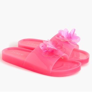 NWT J.Crew Pink Floral Jelly Flower Pool Slides Flip Flops Sandals Size 7 8